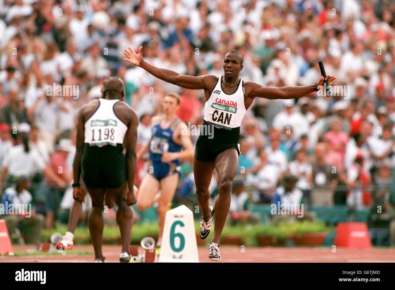 Leichtathletik - 1996 Sommer Olympische Spiele Atlanta - Männer 4x100m Staffel - Finale - Centennial Olympic Stadium Stockfoto