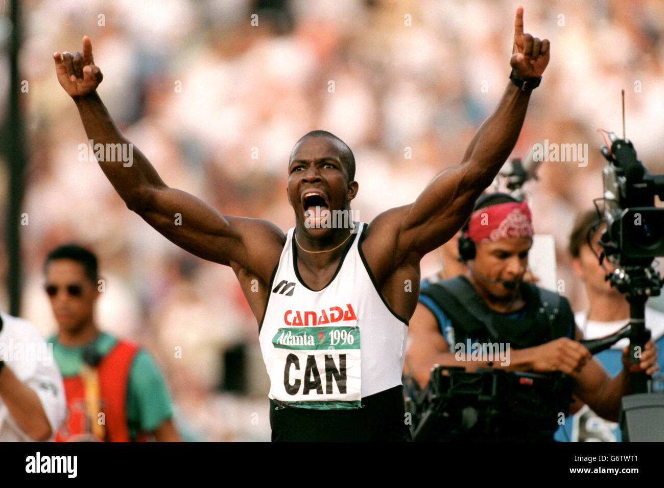 Leichtathletik - 1996 Sommer Olympische Spiele Atlanta - Männer 4x100m Staffel - Finale - Centennial Olympic Stadium Stockfoto