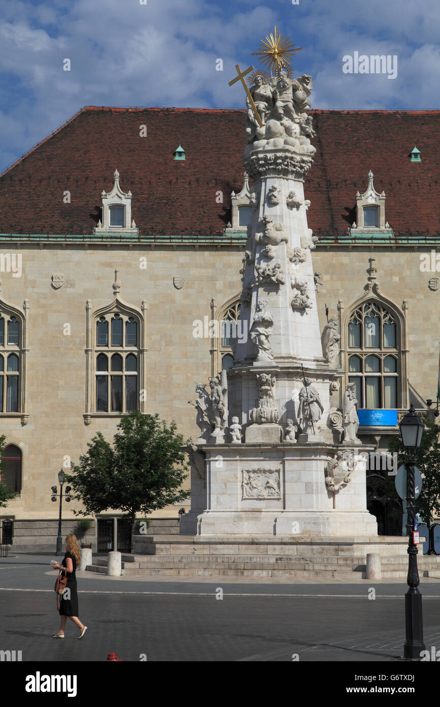 Ungarn, Budapest, Platz der Heiligen Dreifaltigkeit, Spalte, Burgviertel, Stockfoto