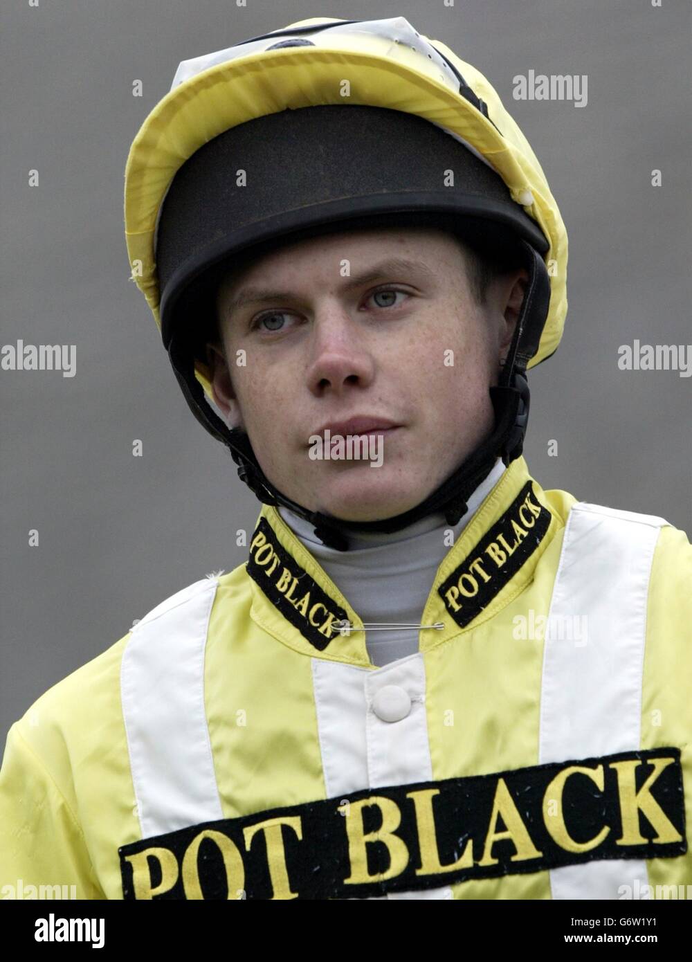 Jockey Robert Stephens während Amateur Riders Day in Leicester heute Freitag, 12. März 2004. Foto: Nick Potts/PA Sport Stockfoto