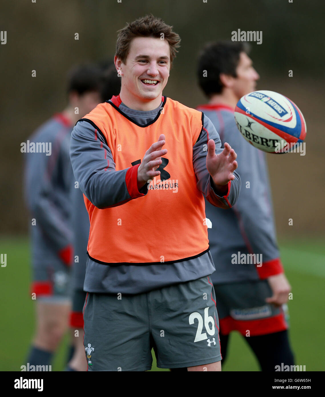 Jonathan Davies von Wales während der Trainingseinheit im Vale Resort, Hensol. Stockfoto