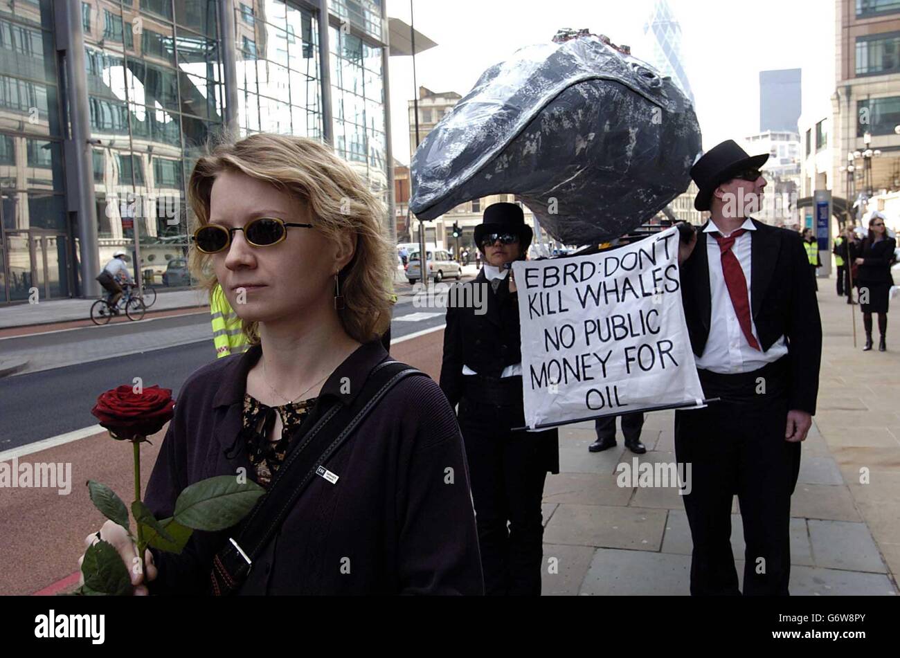 Umweltaktivisten Wal-protest Stockfoto