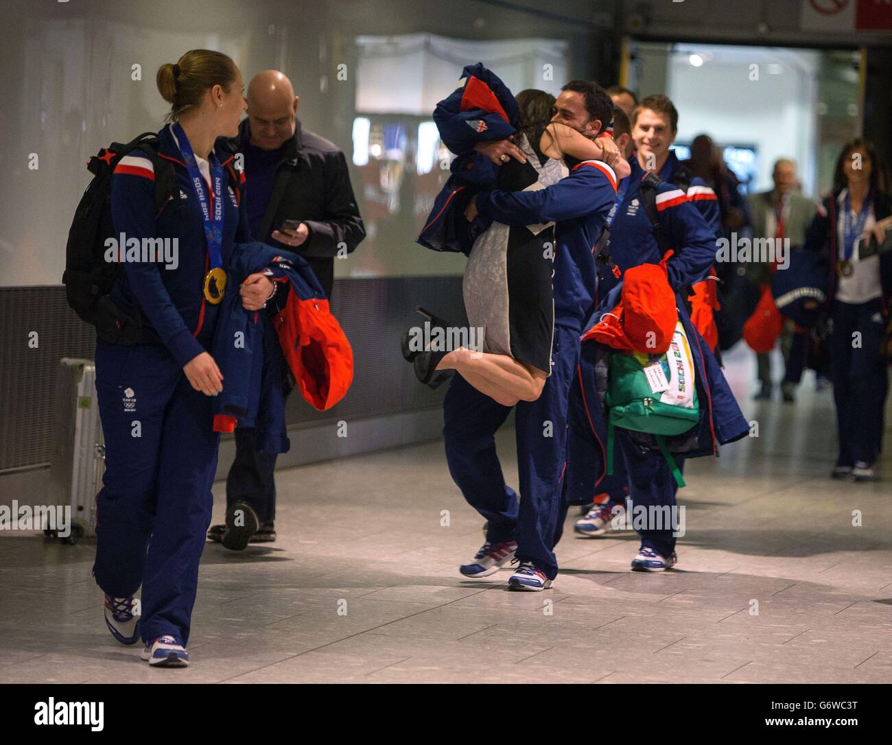 Olympia - Team GB Heimkehr Pressekonferenz - Heathrow Flughafen Stockfoto