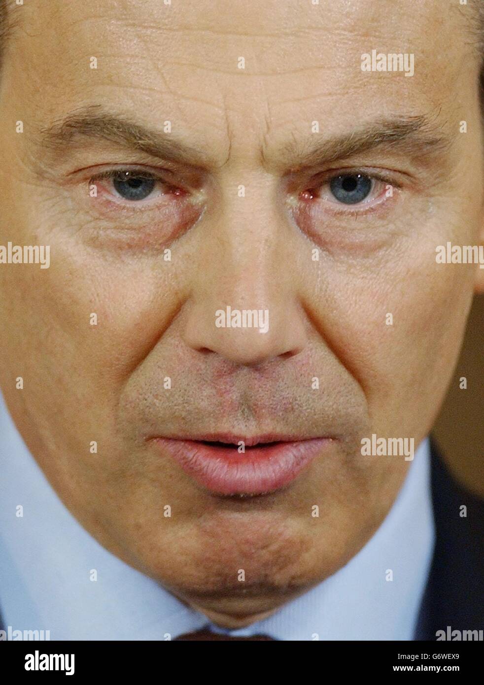 Tony Blair Pressekonferenz Stockfoto