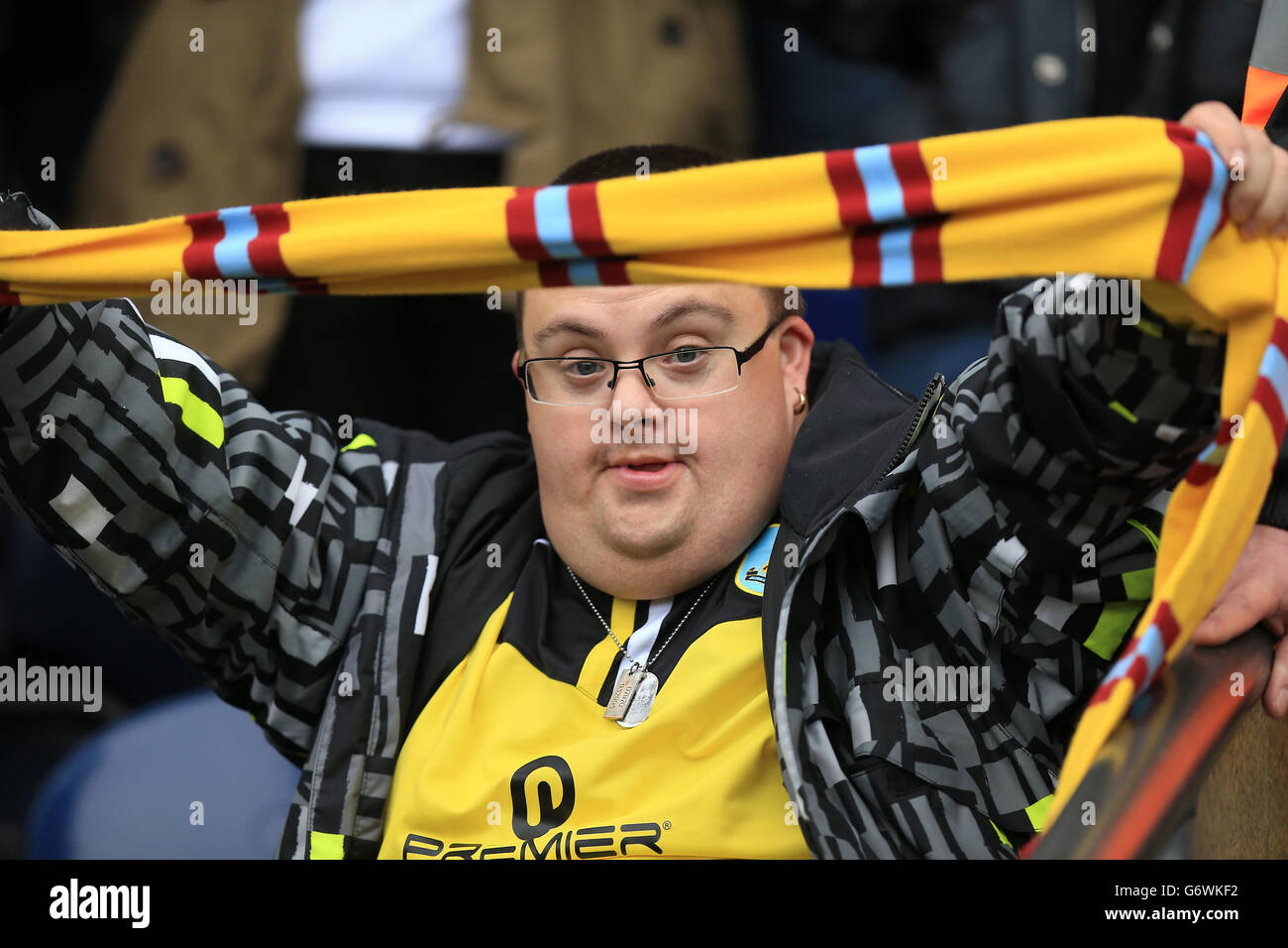 Fußball - Sky Bet Championship - Blackburn Rovers gegen Burnley - Ewood Park. Burnley-Fans auf den Tribünen im Ewood Park Stockfoto