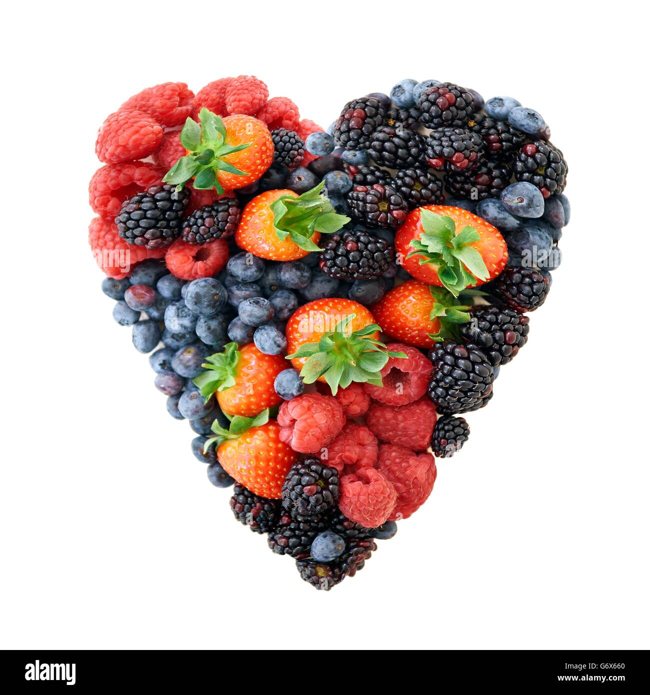 Früchte in der Form eines Herzens. Stockfoto