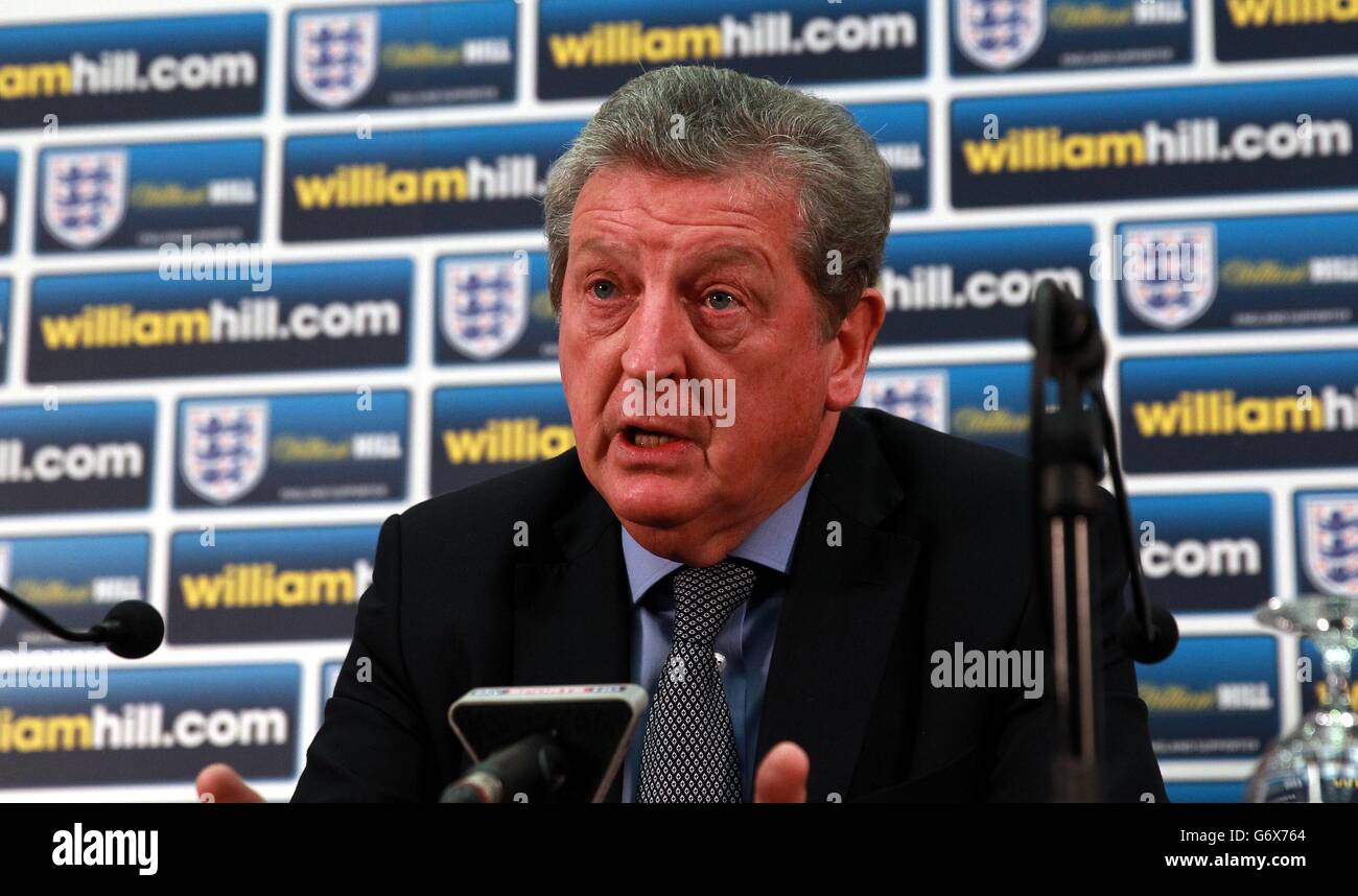 Der englische Manager Roy Hodgson während der Pressekonferenz im Wembley Stadium, London. Stockfoto