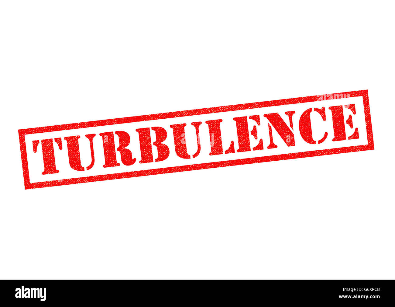 TURBULENZEN Stempel auf einem weißen Hintergrund. Stockfoto