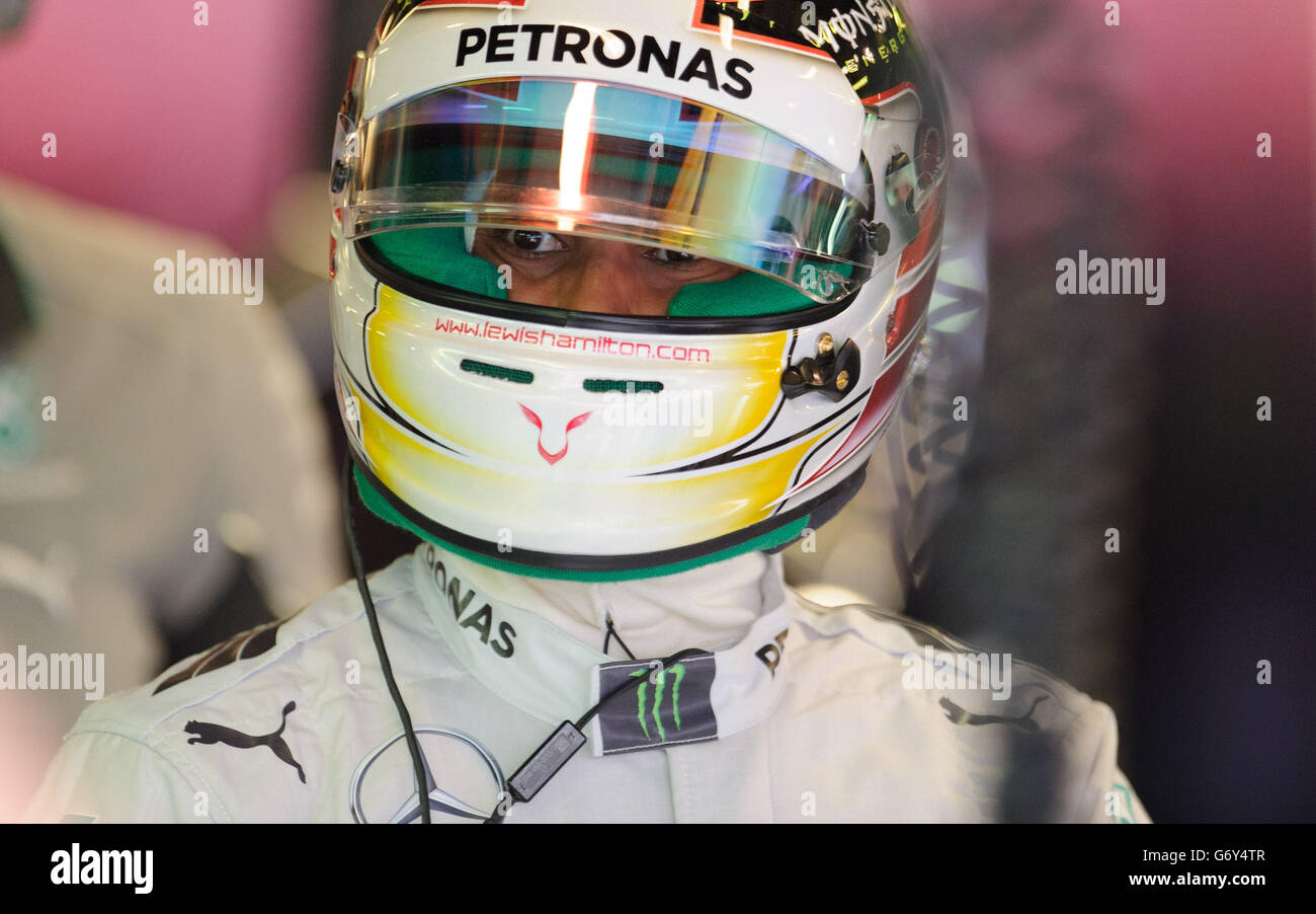 Großbritannien Lewis Hamilton von Mercedes AMG Petronas beim Training für den Grand Prix von Australien 2014 im Albert Park, Melbourne, Australien. Stockfoto