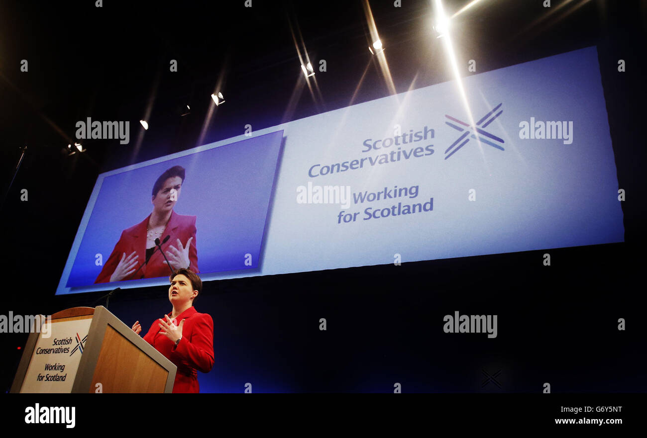 Anführer der schottischen konservativen Ruth Davidson Adresse die schottischen konservativen Partei-Konferenz in Edinburgh International Conference Center. Stockfoto