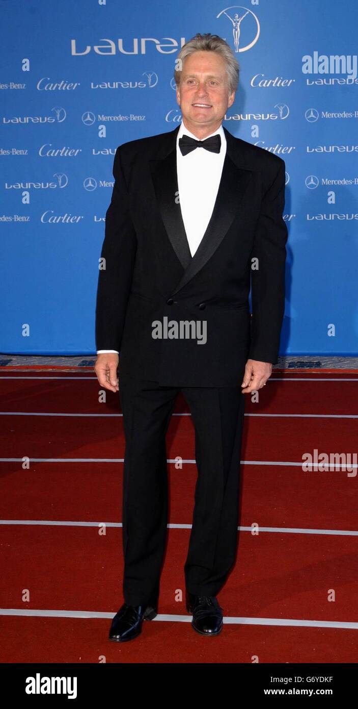 Der Schauspieler Michael Douglas kommt zum fünften Mal im Jahr zu den Laureus World Sports Awards, bei denen die besten Sportler ausgezeichnet werden, im Centro Cultural De Belem in Lissabon, Portugal. Stockfoto
