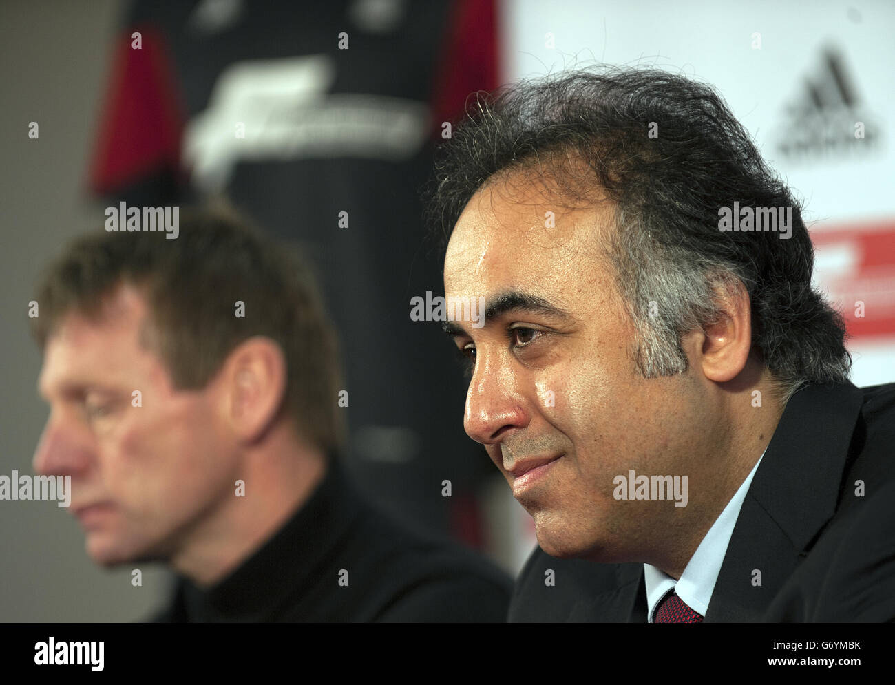 Fawaz Al-Hasawi bei einer Pressekonferenz, wo Stuart Pearce war Bestätigt als Nottingham Forest Manager ab 1. Juli Stockfoto