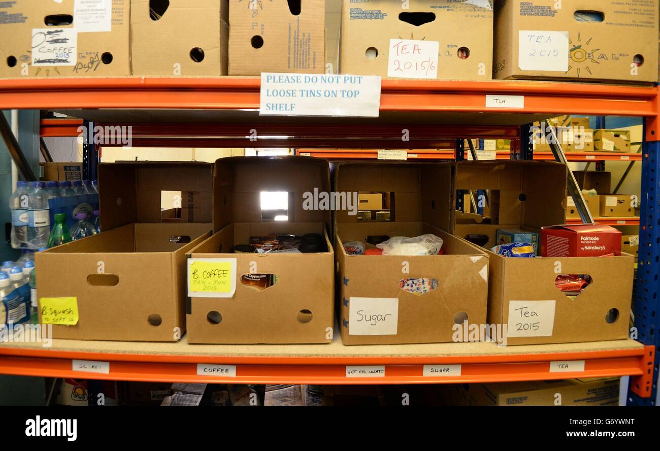 Food Bank Bericht Stockfoto