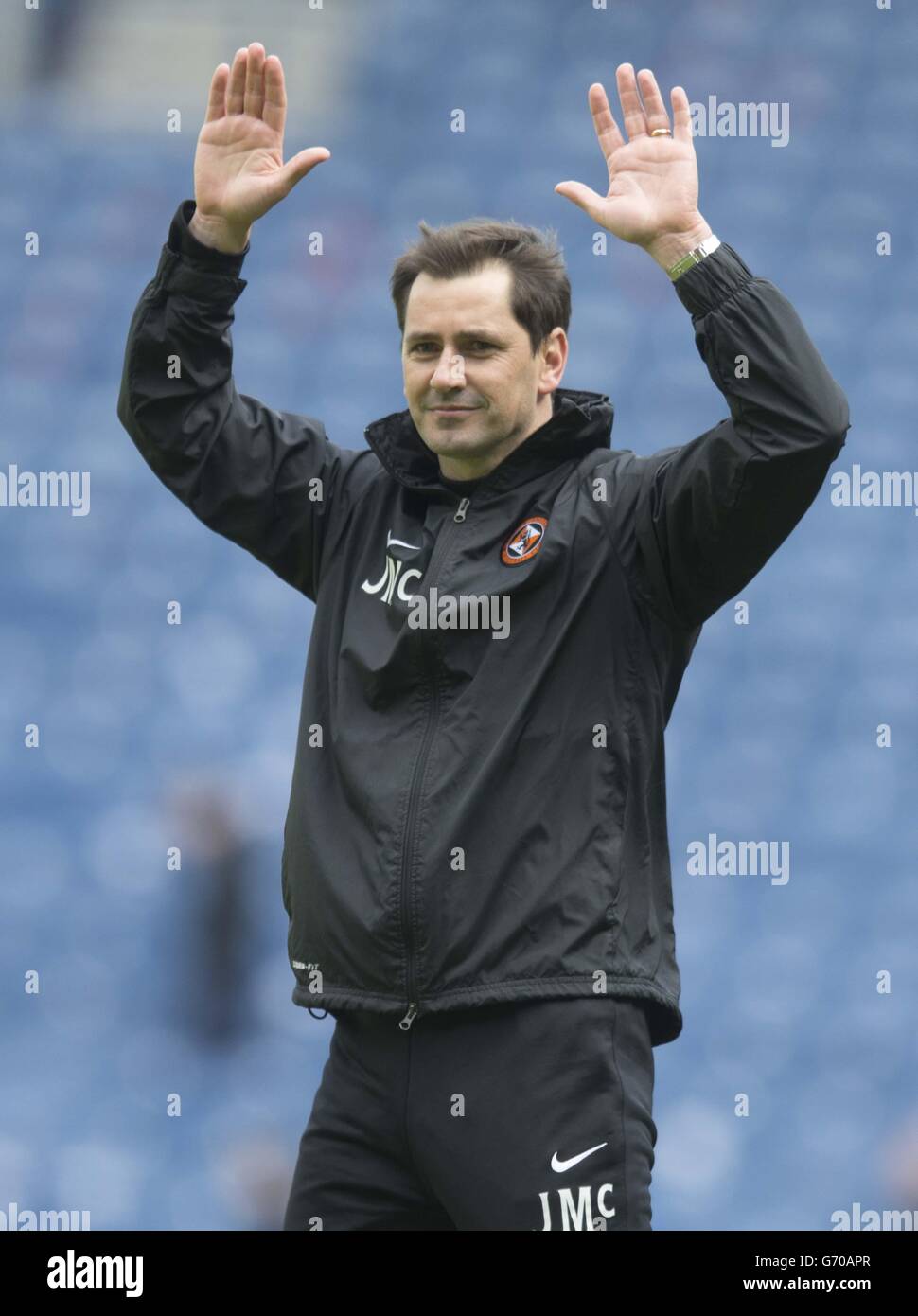 Fußball - William Hill Scottish Cup - Halbfinale - Rangers gegen Dundee United - Ibrox Stadium. Dundee Utd-Manager Jackie McNamara nach dem Halbfinale des William Hill Scottish Cup in Ibrox, Glasgow. Stockfoto