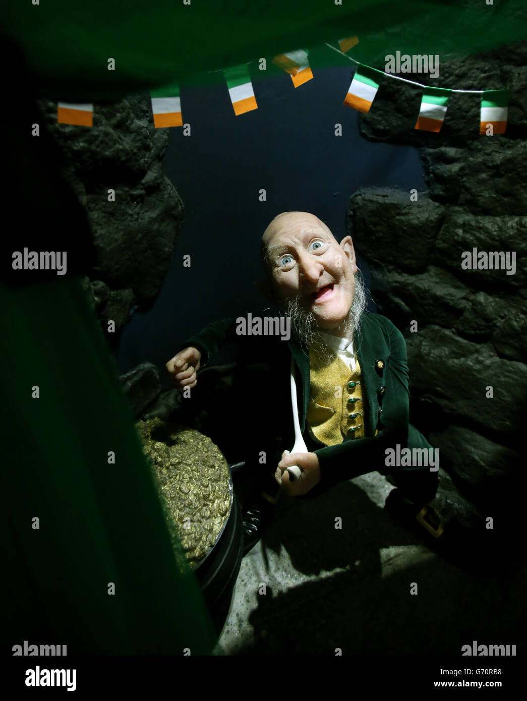 Wachsarbeit eines Kobold im Wax Museum, Dublin. Stockfoto