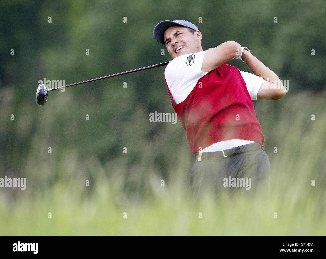 Englands Simon Khan während seiner siegreichen Finalrunde der Wales Open in Celtic Manor, Newport, Wales. Khan, 255. Der Welt, zog einen atemberaubenden Sieg nach Paul Casey blies eine vier-Schuss-Führung. Stockfoto