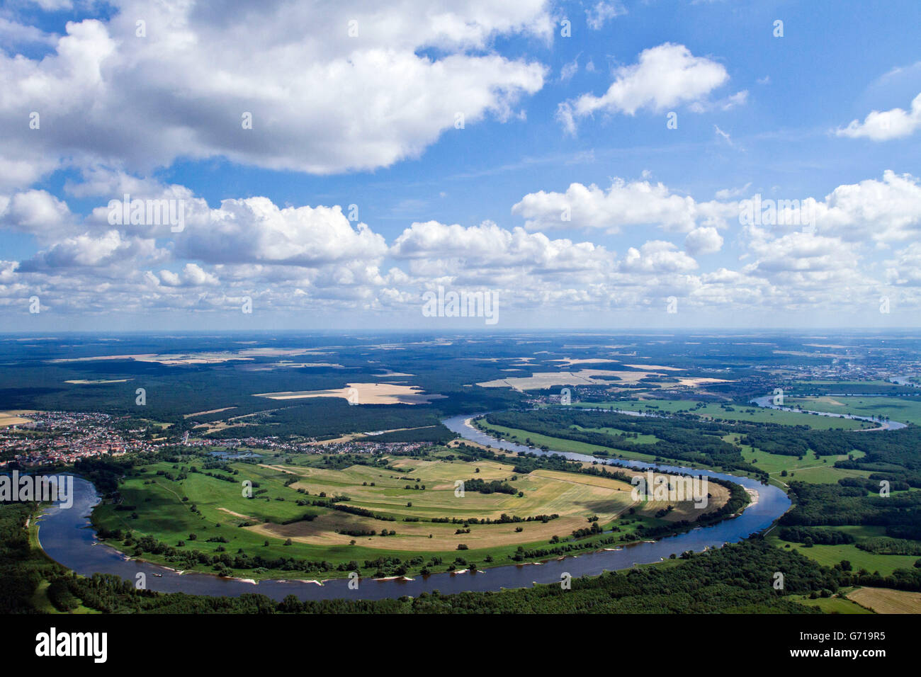 Elbe River östlich Biosphären Reservat mittlere Elbe, Coswig, Coswig, Sachsen-Anhalt, Deutschland / Mäander Stockfoto