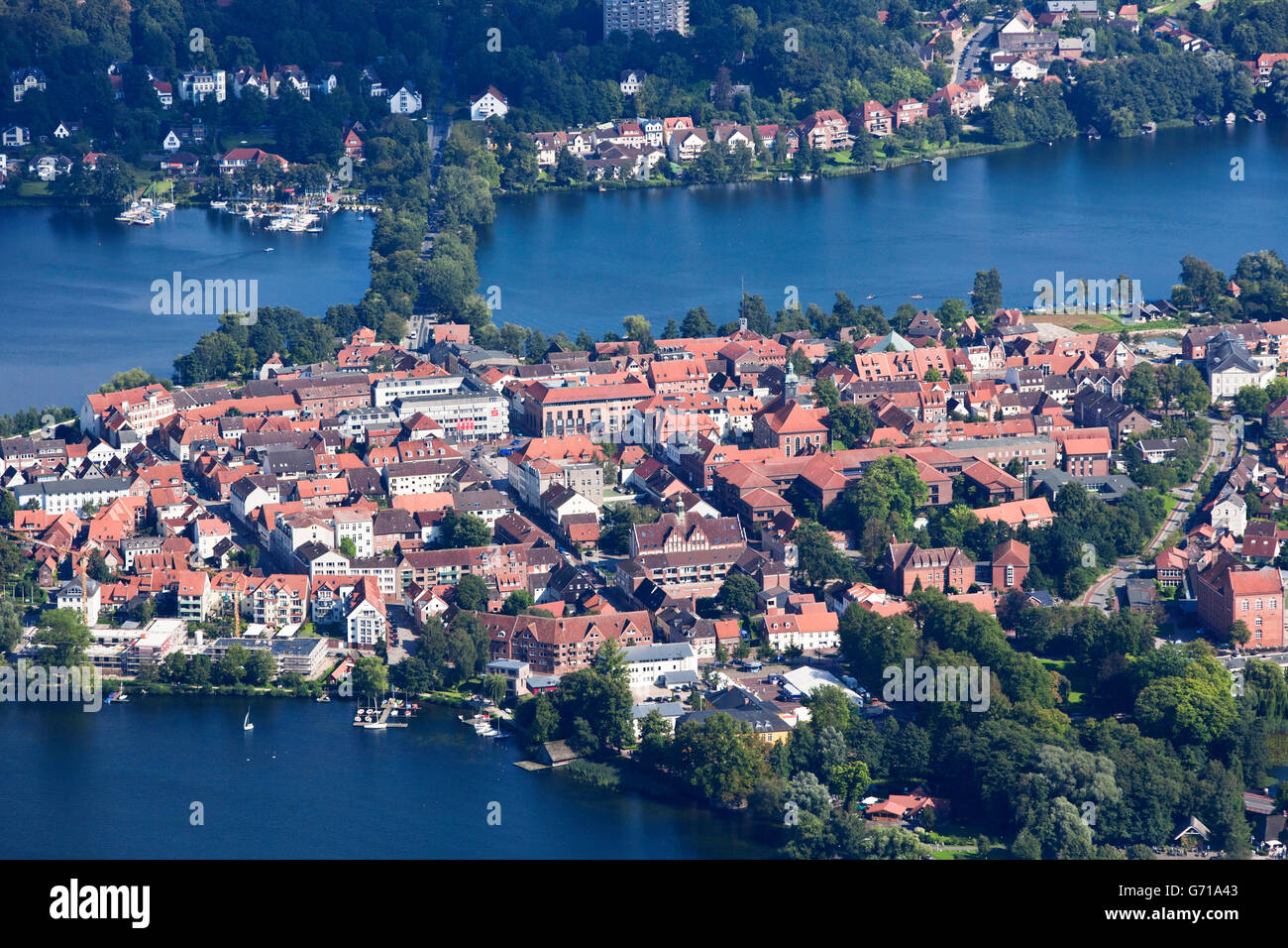 Ratzeburg, Lauenburgische gesehen, Domsee, gröberen Ratzeburger See, Schleswig-Holstein, Deutschland Stockfoto