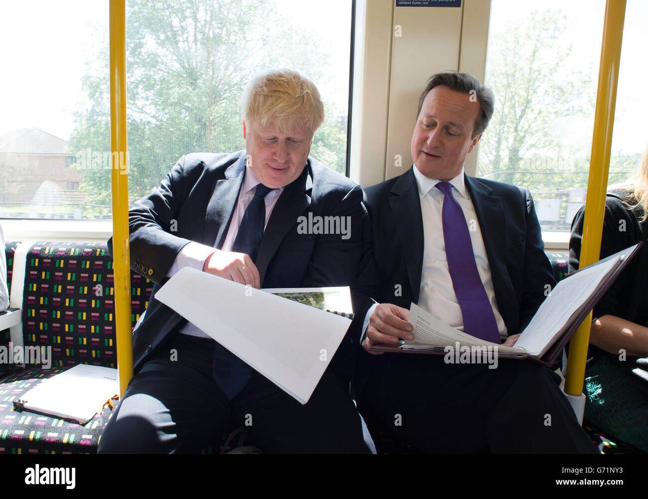 Cameron und Johnson Wahlkampftour Stockfoto