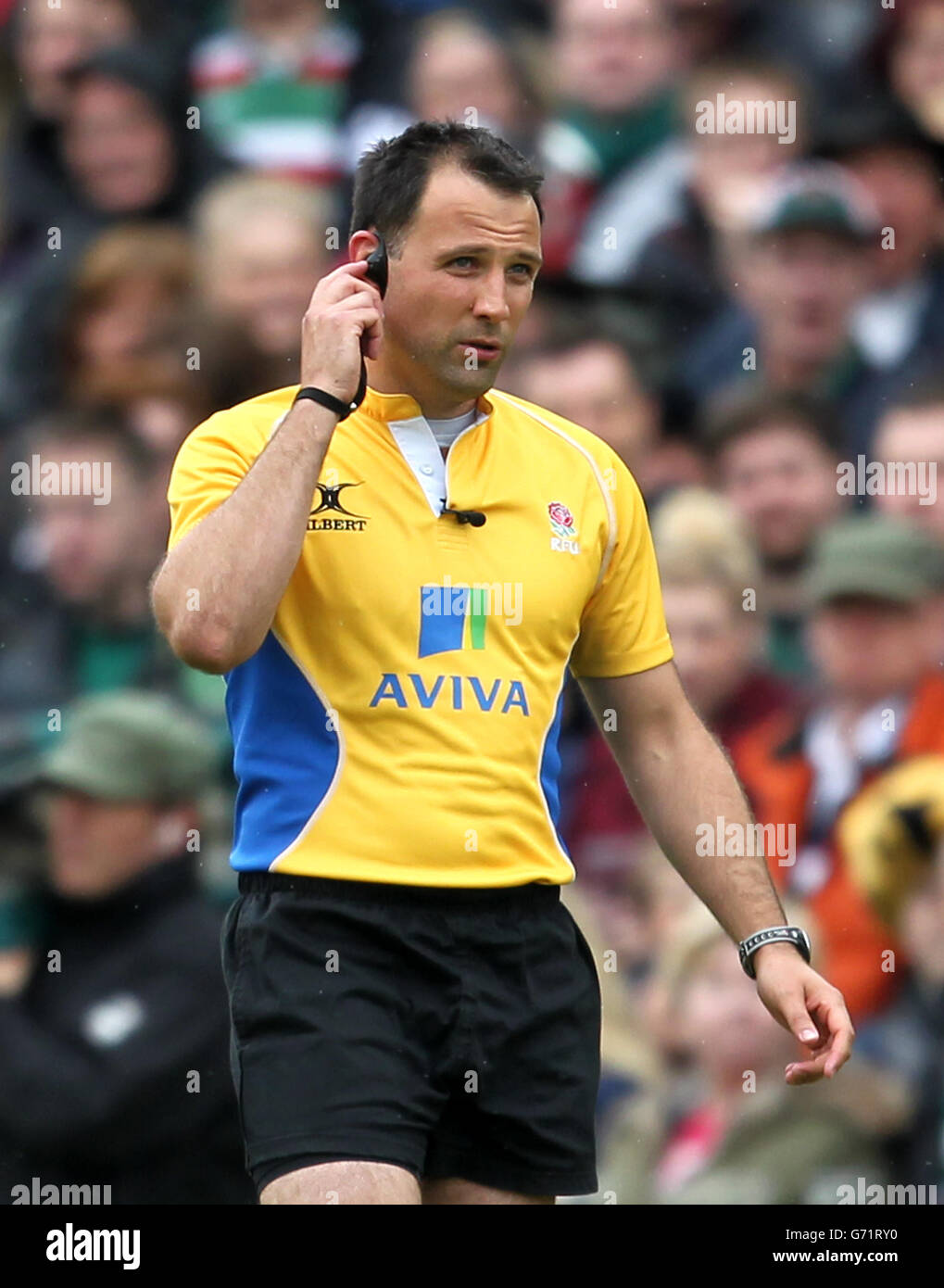 Rugby Union - Aviva Premiership - Leicester Tigers / Saracens - Welford Road. Greg Garner, Schiedsrichter Stockfoto