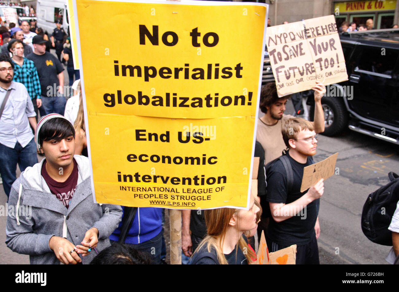 Besetzen Sie Wall Street Demonstration, Wall Street Finanzbereich Nähe, Downtown Manhattan, New York, USA Stockfoto