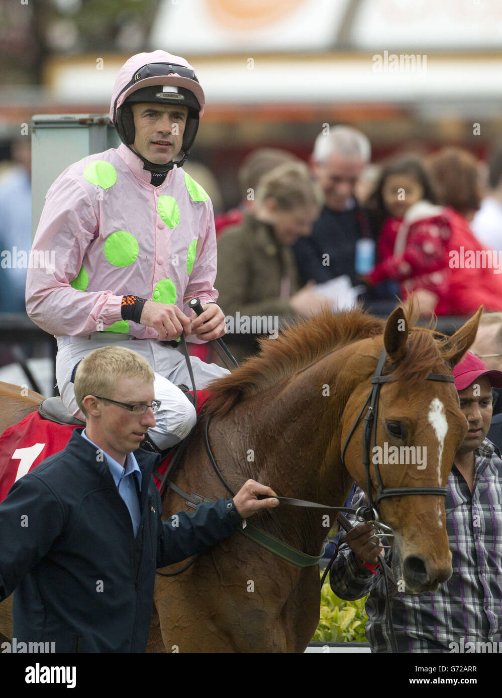 Annie Power geritten von Ruby Walsh gewinnt Arctic Fire geritten von Ruby Walsh gewinnt den Irish Hengst Farms European Breeders Fund Mares Champion Hürde am fünften Tag des Punchestown Festivals auf der Punchestown Racecourse, Co. Kildare, Irland. Stockfoto