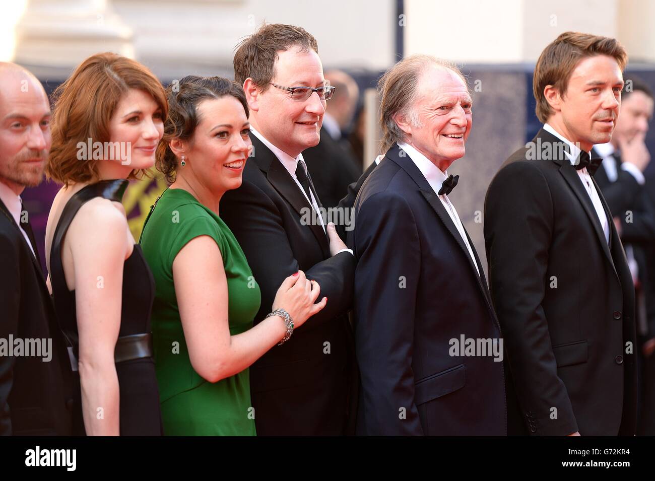 Die Besetzung von Broadchurch bei der Ankunft für die 2014 Arqiva British Academy Television Awards im Theatre Royal, Drury Lane, London. Stockfoto