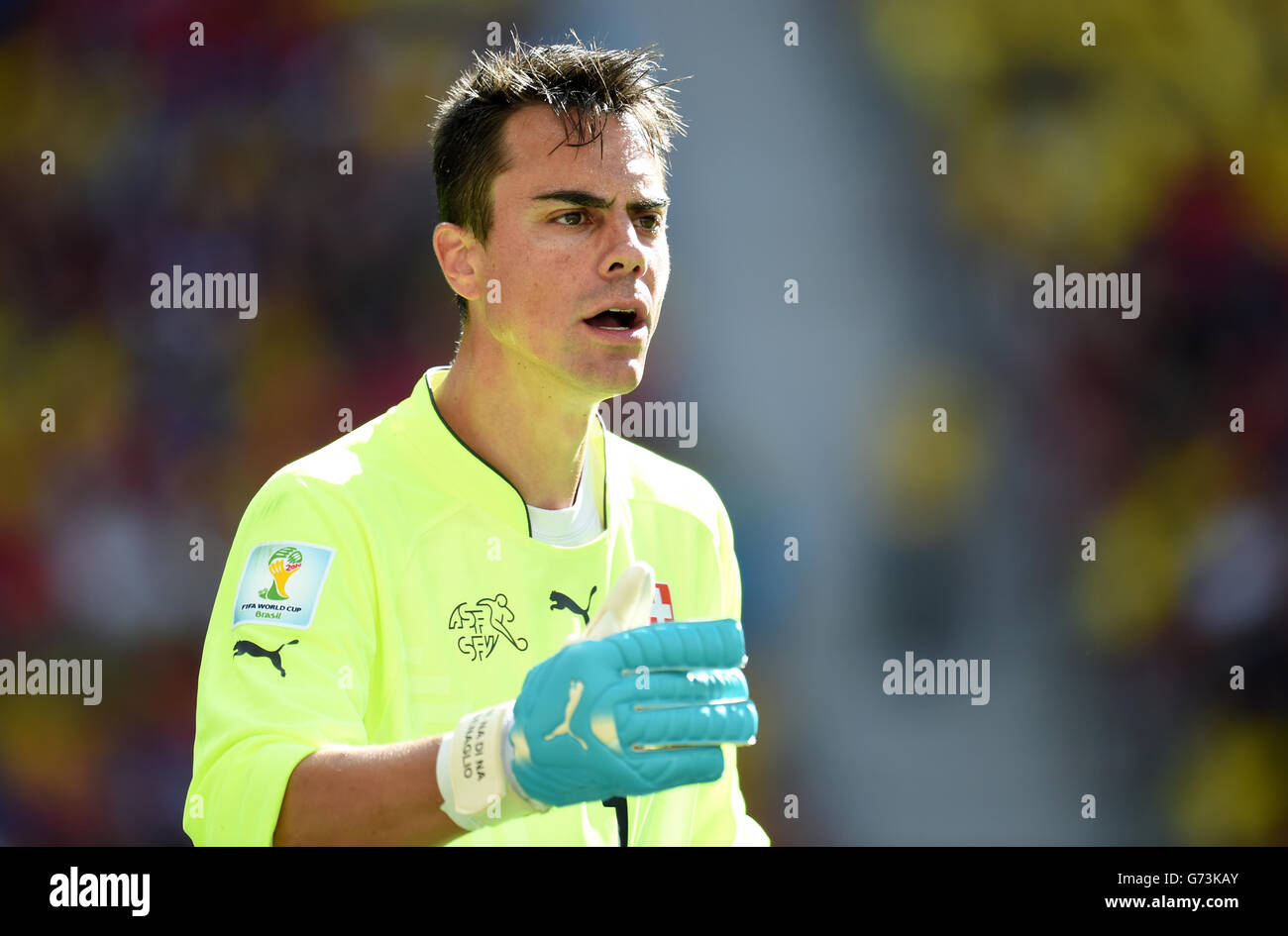 Fußball - FIFA Fußball-Weltmeisterschaft 2014 - Gruppe E - Schweiz /  Ecuador - Estadio Nacional. Schweizer Torwart Diego Benaglio  Stockfotografie - Alamy