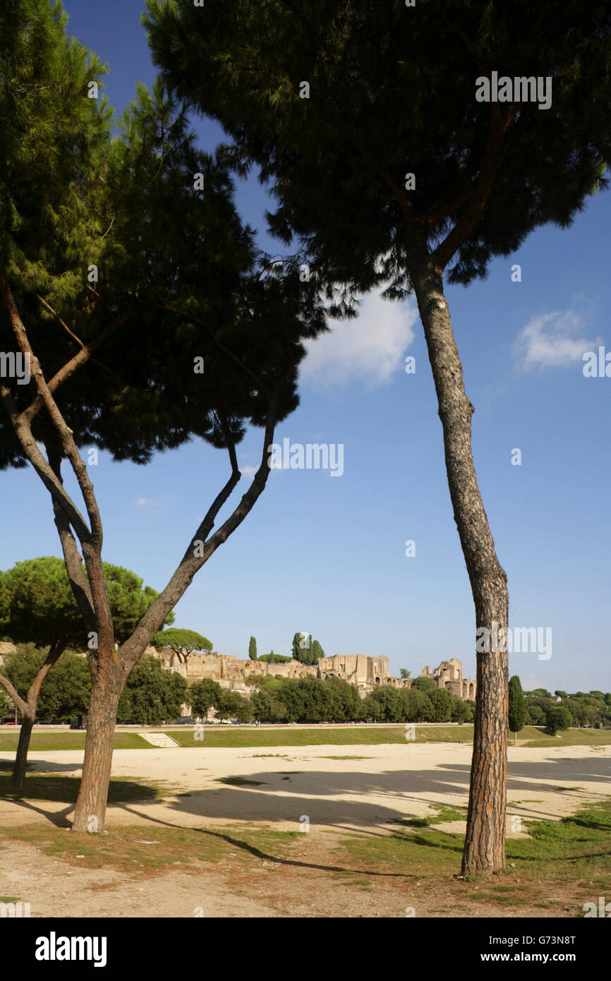 Website des antiken römischen Circus Maximus Chariot Rennen Stadions, Rom, Italien. Stockfoto