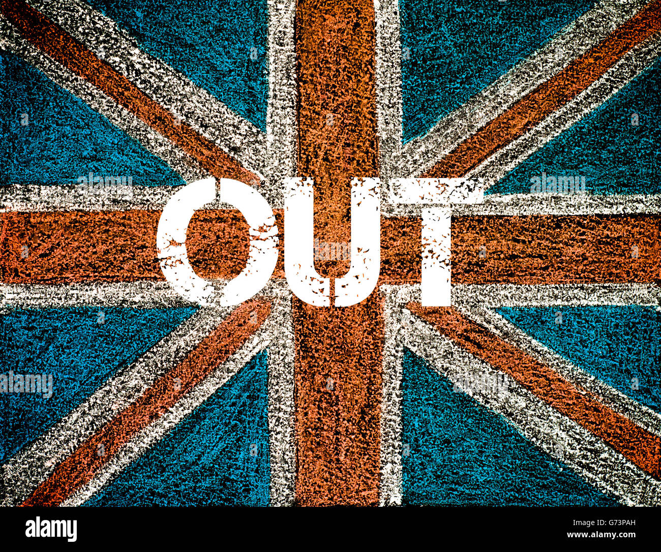 BREXIT-Konzept über britischen Union Jack Flagge, Botschaft Stockfoto