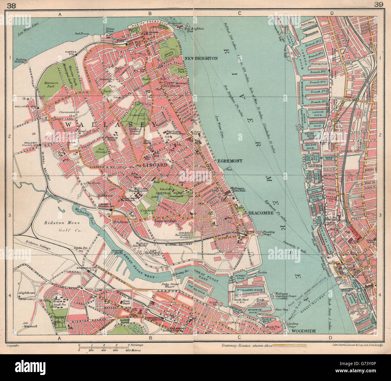 Wallasey Stadt Plan Liverpool Queensway Tunnel Unter Bau 1928 Karte Stockfotografie Alamy