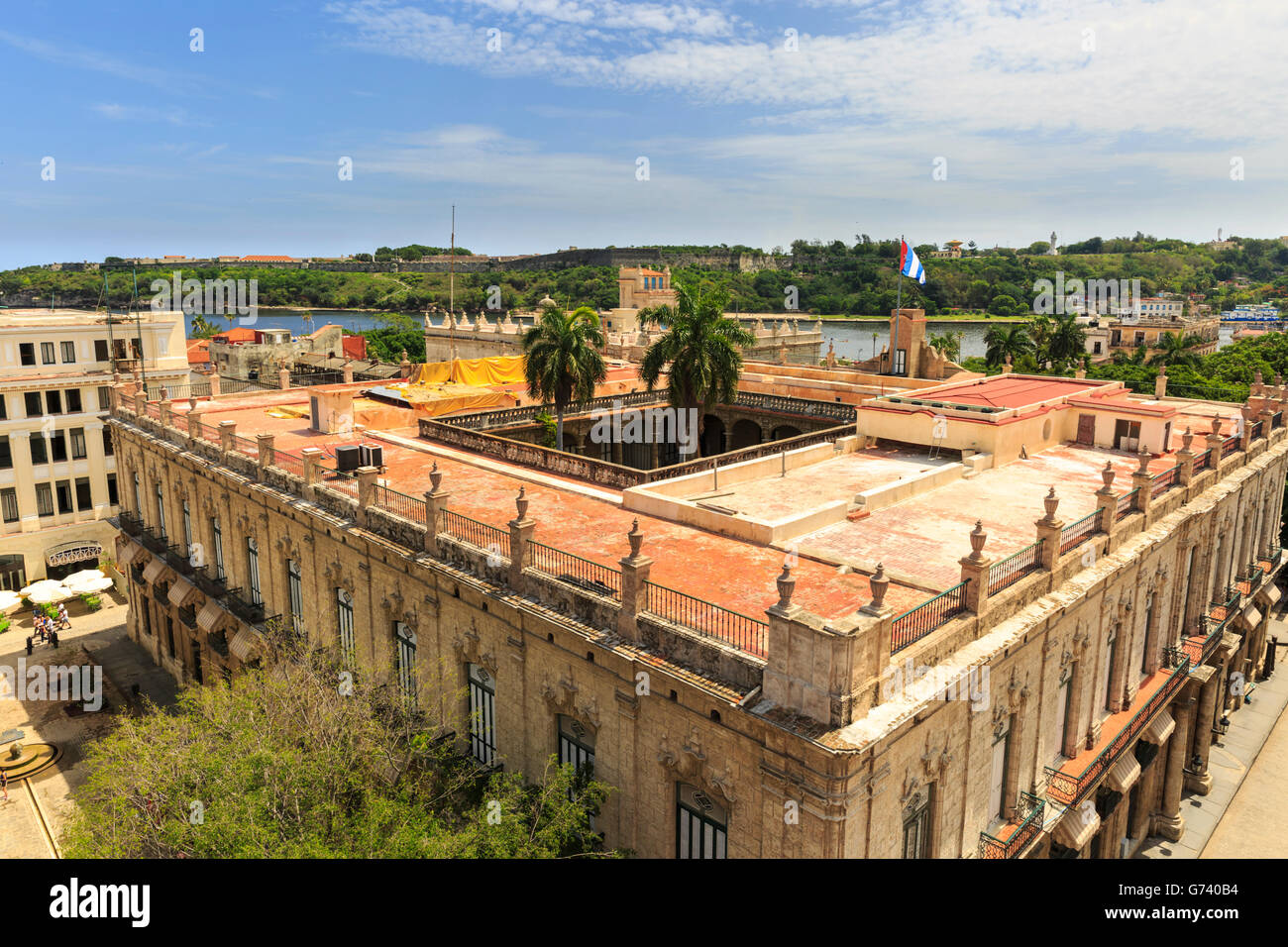 Blick über das Museo De La Ciudad-Museum von oben in La Habana Vieja, Alt-Havanna, Kuba Stockfoto