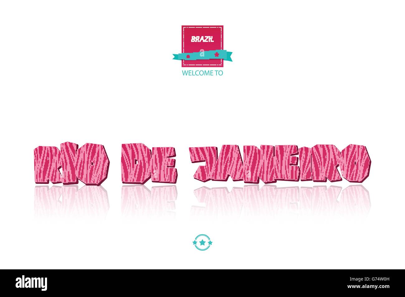 Rio De Janeiro, brasilianische Stadt bunte Inschrift isoliert auf weißem Hintergrund. Vektor-Reisen-Konzept-Schriftzug. Brasilien und So Stock Vektor