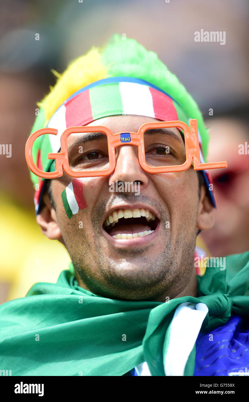 Fußball - FIFA Fußball-Weltmeisterschaft 2014 - Gruppe D - Italien / Costa Rica - Arena Pernambuco. Ein Italien-Fan auf der Tribüne Stockfoto