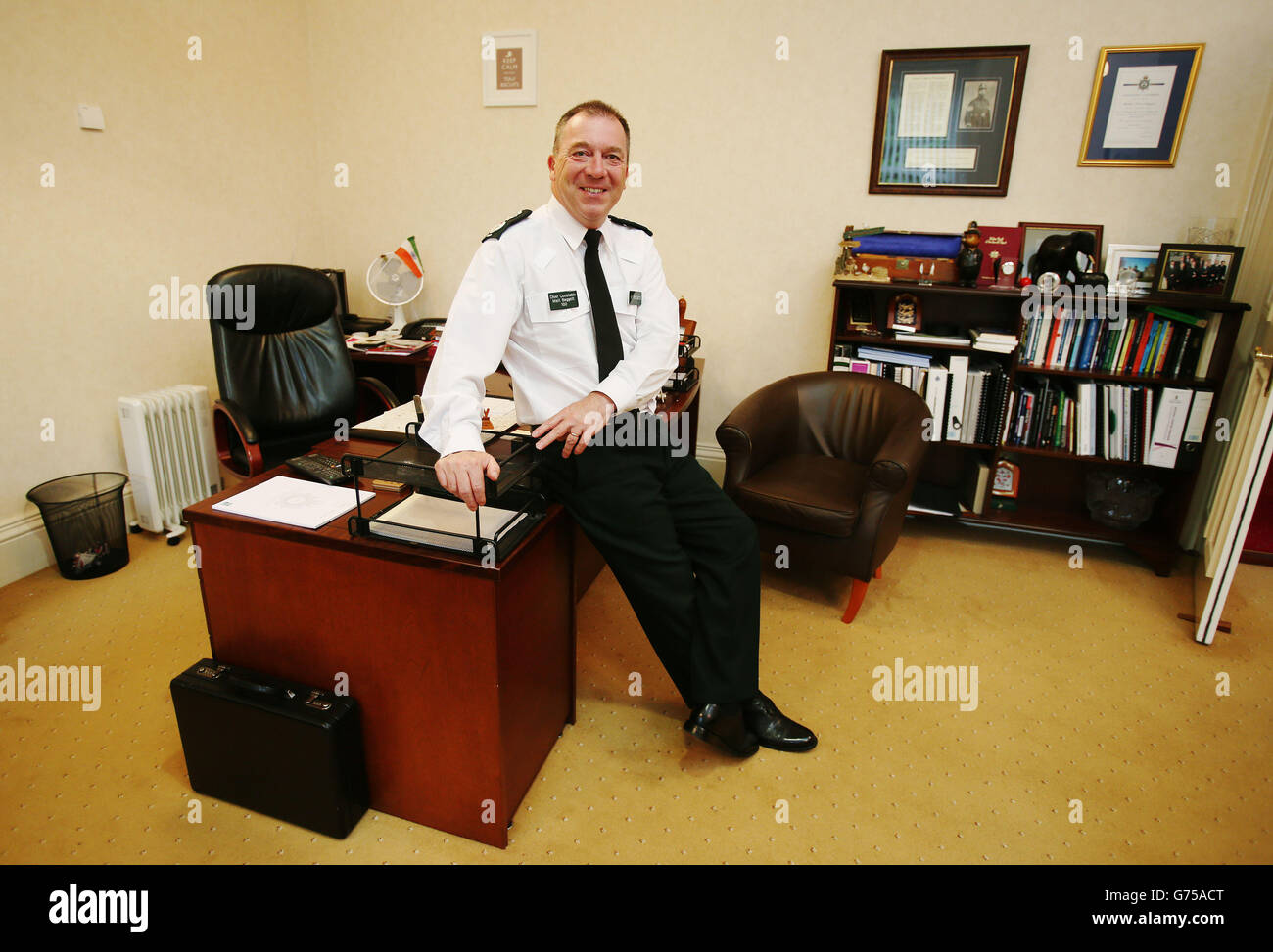 Polizeidienst von Nordirland Chief Constable Matt Baggott am Polizeihauptquartier in Belfast. Stockfoto