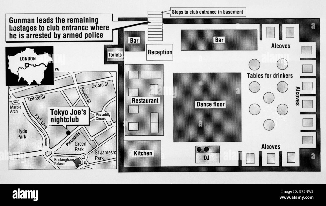 The Location And Layout Of Tokyo Joes Nightclub Stockfotos