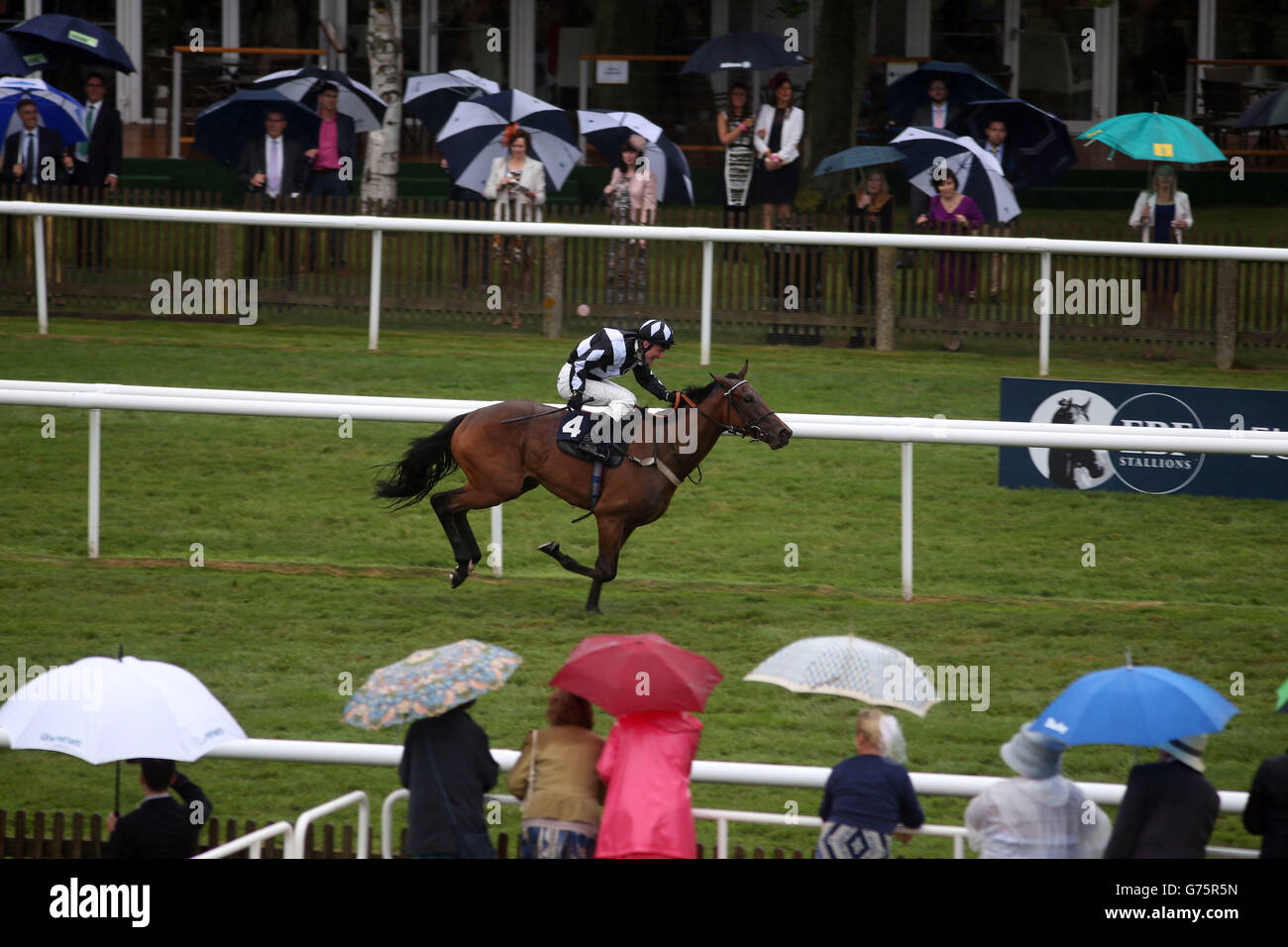 East Coast Lady von Frederik Tylicki geritten gewinnt das Peter Silvester Memorial EBF Hengste Jungfrauenstutfohlen während des Boylesports Ladies Day of the July Festival auf der Newmarket Racecourse. Stockfoto