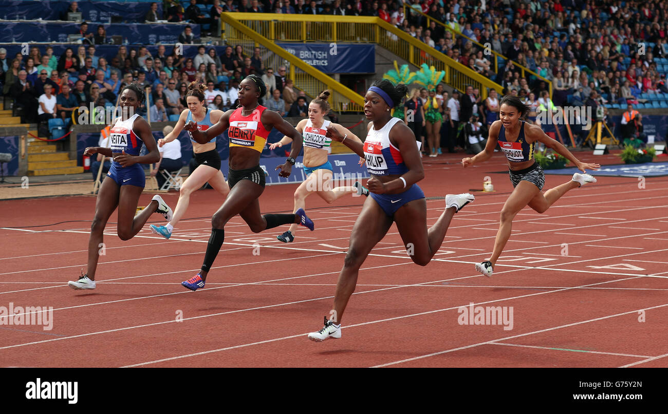 Asha Philip gewinnt die 100m bei Tag eins der britischen Meisterschaften im Alexander Stadium, Birmingham. Stockfoto