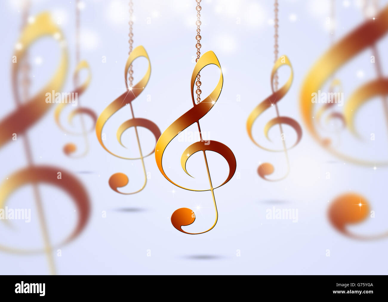 abstrakte hellen Hintergrund mit goldenen Musiknoten Stockfoto