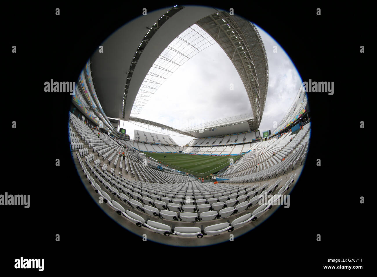 Ein Überblick über die Arena de Sao Paulo, vor dem Halbfinale der FIFA Fußball-Weltmeisterschaft 2014 zwischen den Niederlanden und Argentinien Stockfoto