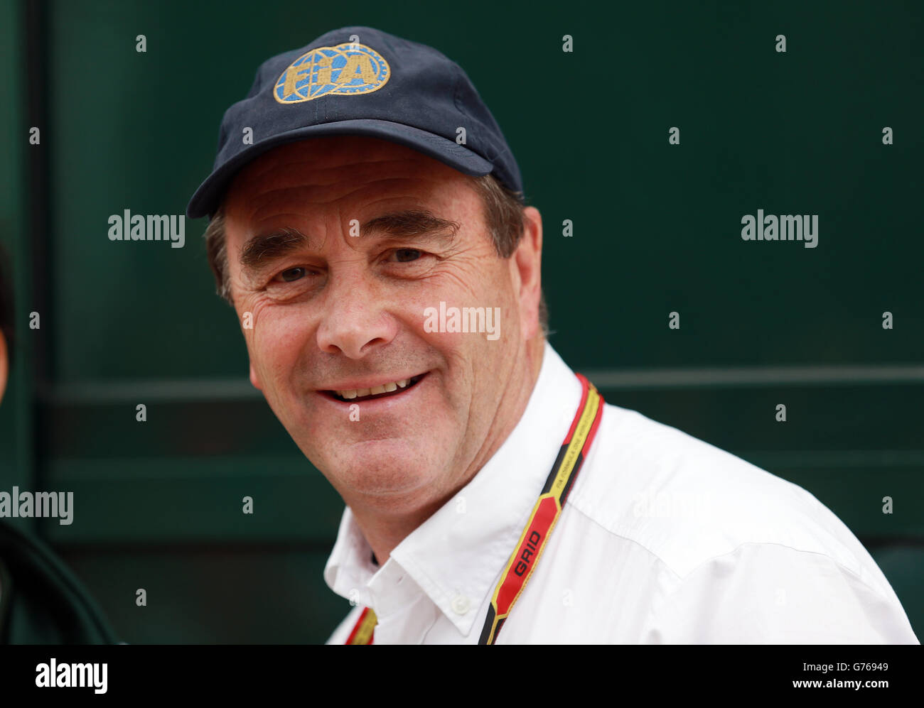 Nigel Mansell während des Paddock-Tages am Silverstone Circuit, Towcester. Stockfoto