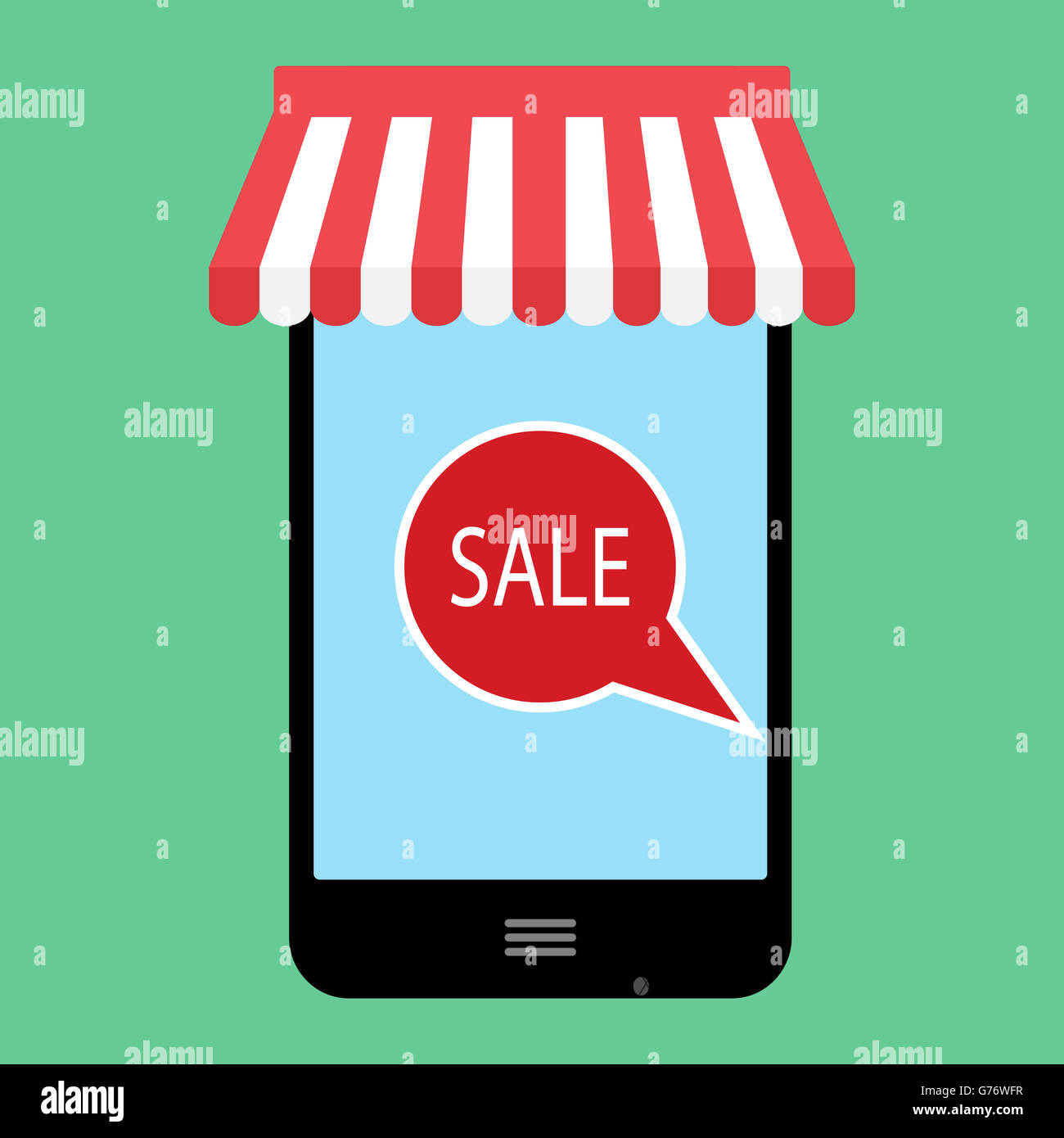 Verkauf online-shopping. Rabatt und Sale-Tag für Marketing. Marketing mit app und e-Shop-Service, Vektor-illustration Stockfoto