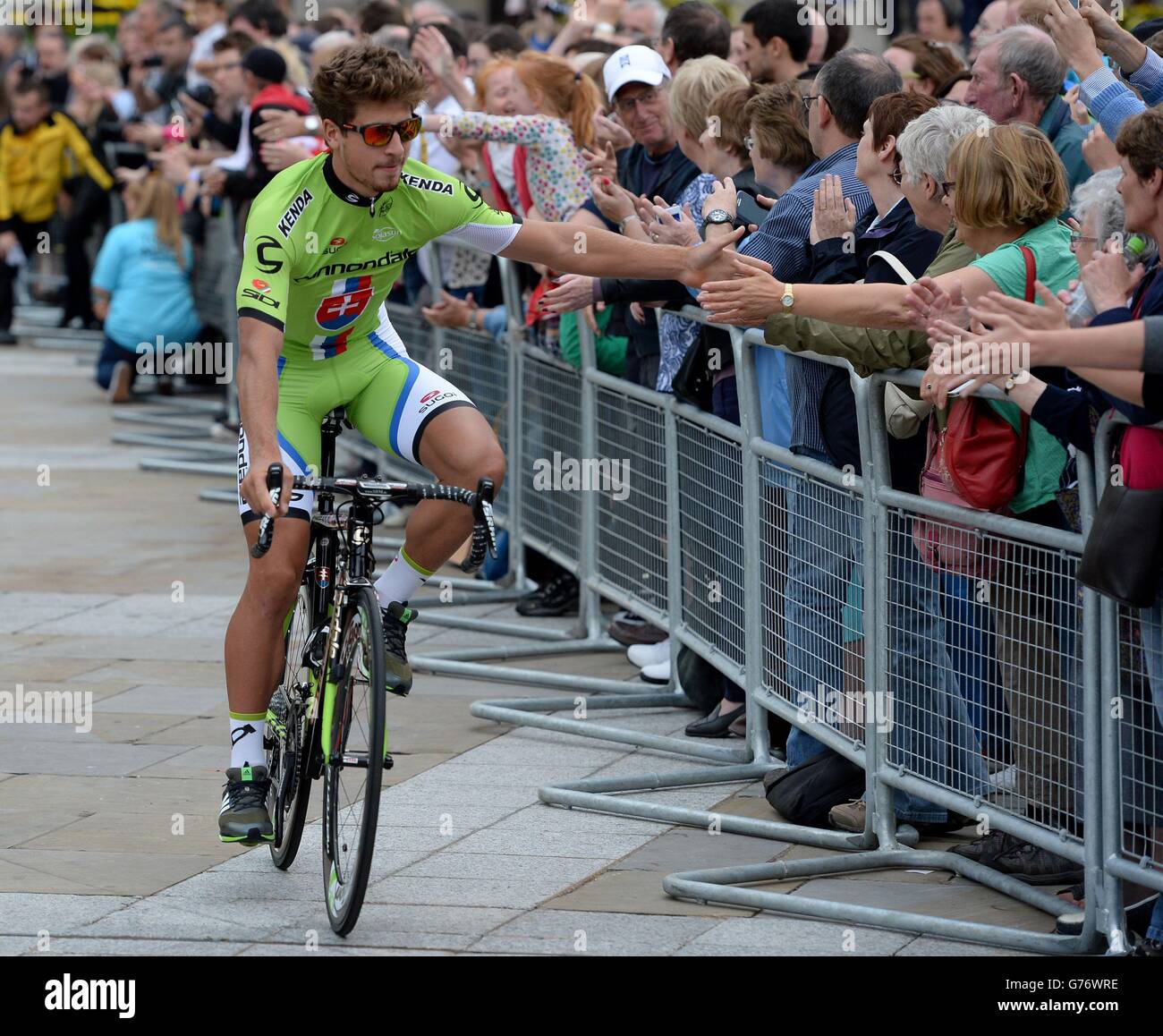 World Tour Team Peter Sagan von Cannondale bei der Teampräsentation in der Leeds Arena, Leeds. Stockfoto