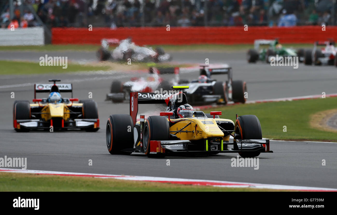Motorsport - Formel-1-Weltmeisterschaft - Großer Preis Von Großbritannien 2014 - Rennen - Silverstone Circuit. DAMS-Fahrer Stephane Richelmi beim Rennen der GP2-Serie beim Grand Prix von Großbritannien 2014 auf dem Silverstone Circuit, Towcester. Stockfoto