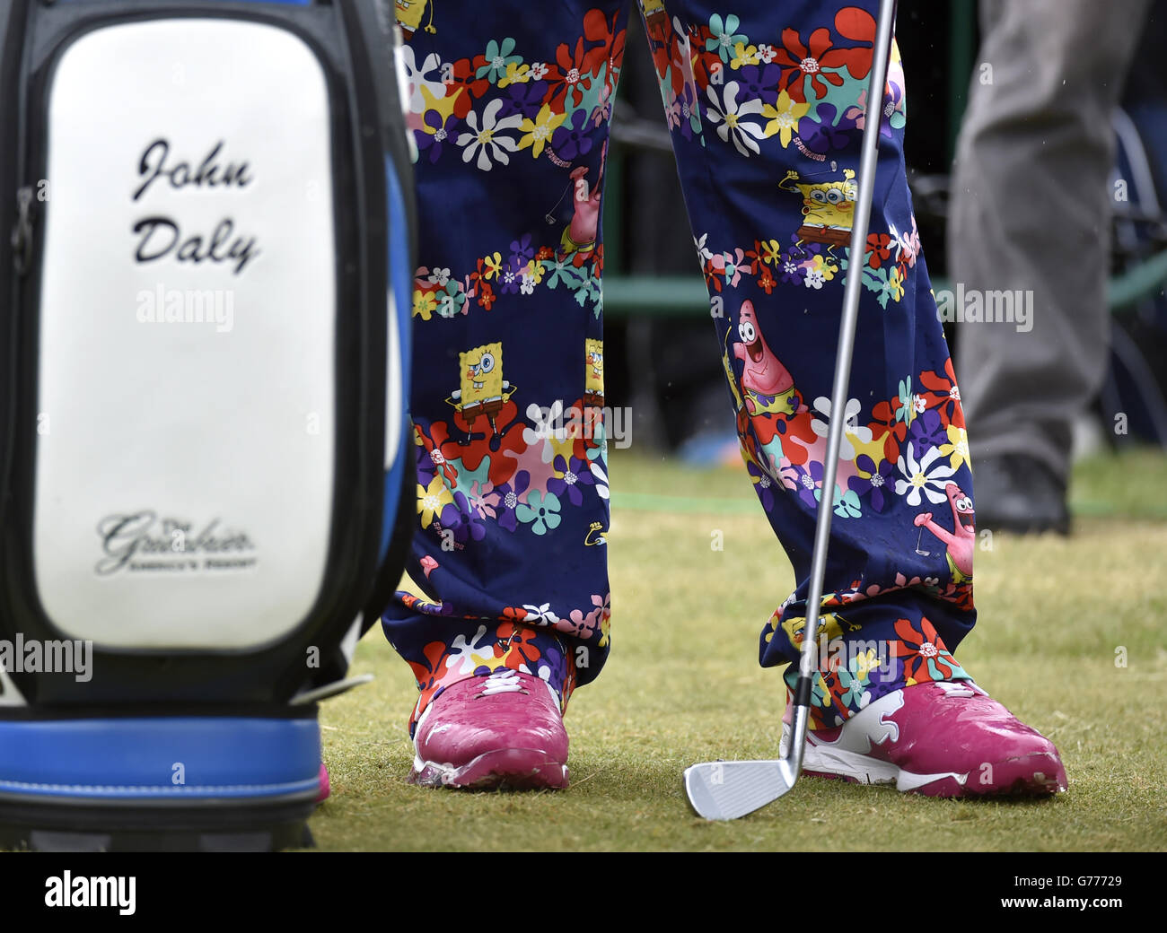 John Daly aus den USA während des 4. Trainingstages der Open Championship 2014 im Royal Liverpool Golf Club, Hoylake. DRÜCKEN Sie VERBANDSFOTO. Bilddatum: Mittwoch, 16. Juli 2014. Siehe PA Geschichte GOLF Open. Bildnachweis sollte lauten: Owen Humphreys/PA Wire. EINSCHRÄNKUNGEN: . Keine kommerzielle Nutzung. Keine falsche kommerzielle Verbindung. Keine Bildbearbeitung. Keine Videoemulation. Stockfoto