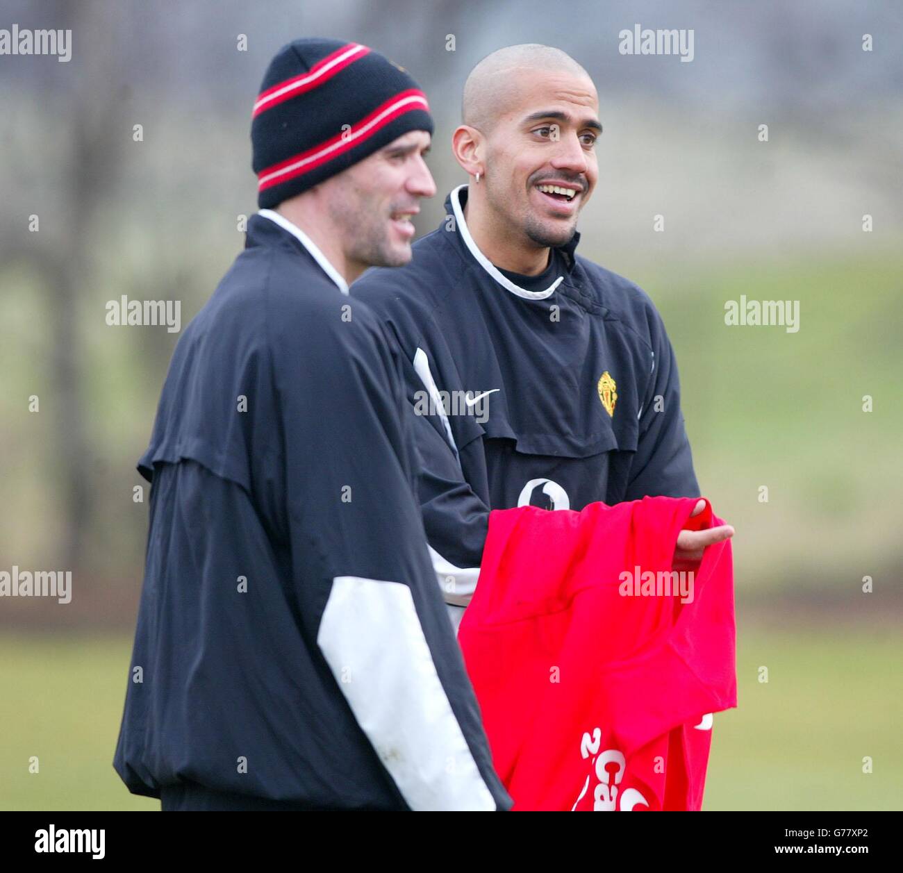 Veron & Keane Mann-Utd-Training Stockfoto