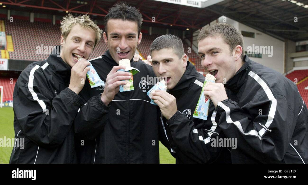 Sheffield United Spieler essen Kuh & Tor Stockfoto