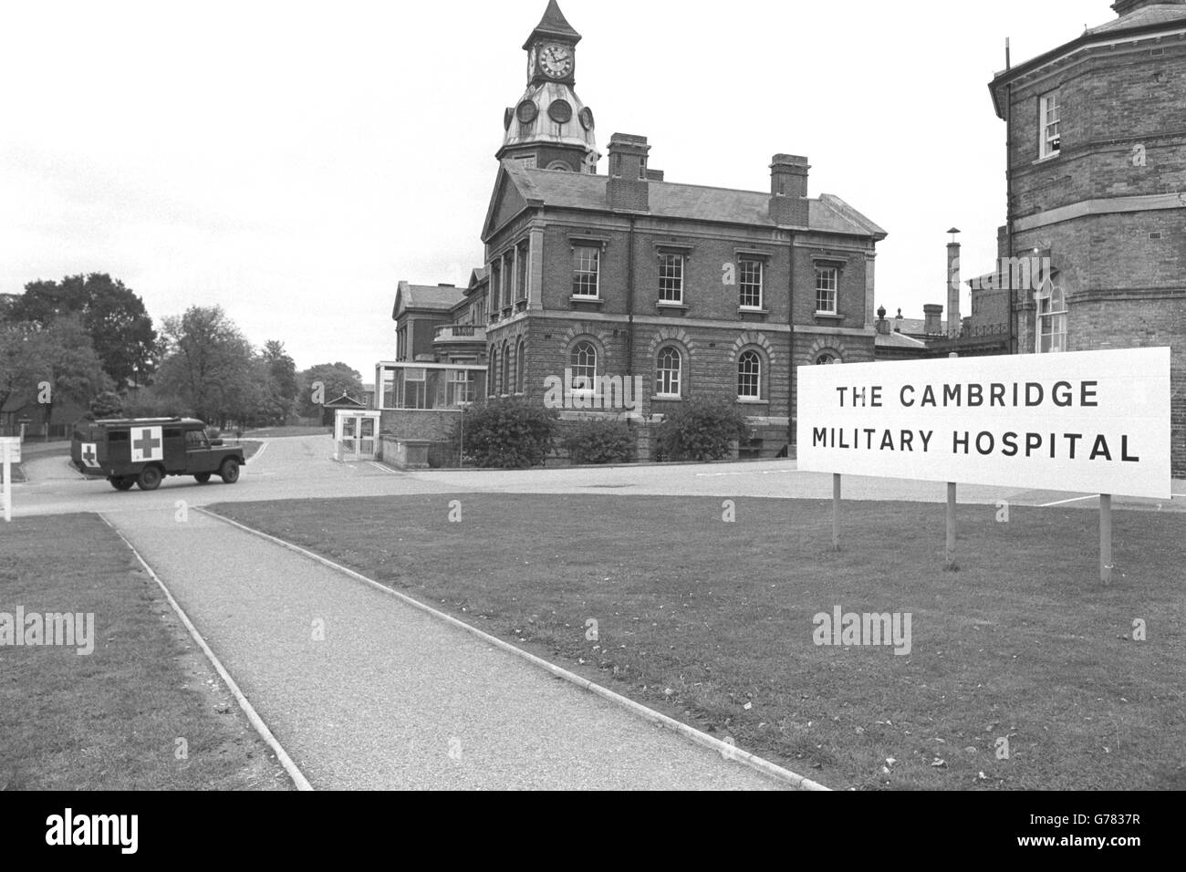 Das Cambridge Military Hospital in Aldershot, wo verletzte Mitarbeiter der britischen Armee nach den Bombenanschlag in den Horse and Groom und den öffentlichen Häusern der Sieben Sterne in Guildford behandelt wurden. Stockfoto