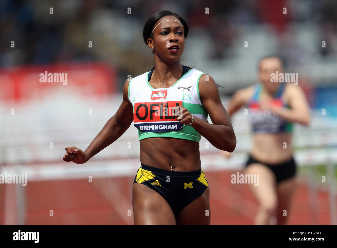 Cindy Ofili im 100m Hürden bei Tag eins der britischen Meisterschaften im Alexander Stadium, Birmingham. Stockfoto