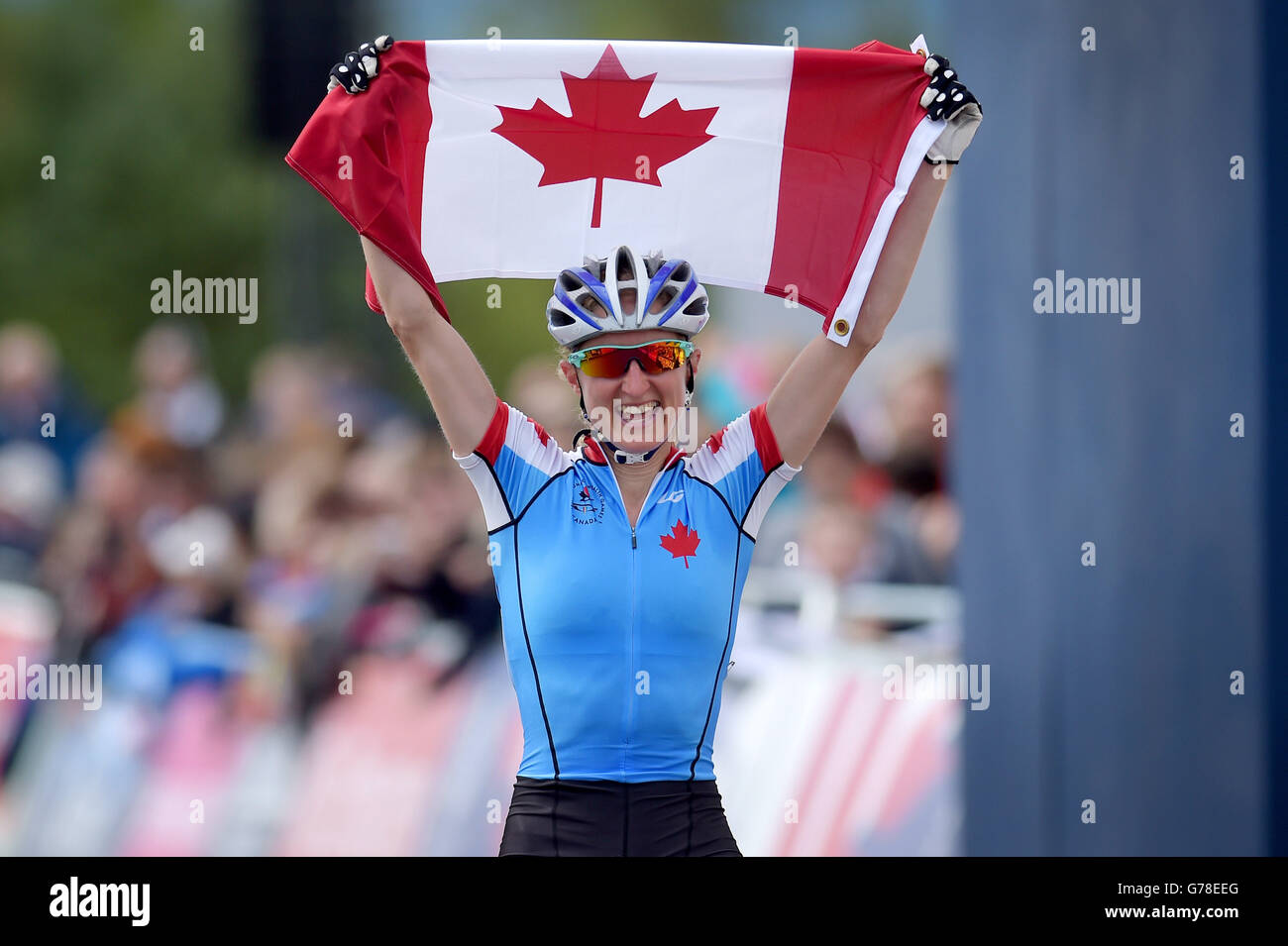 Kanadas Catharine Pendrel gewinnt Gold im Cross-Country Stockfoto